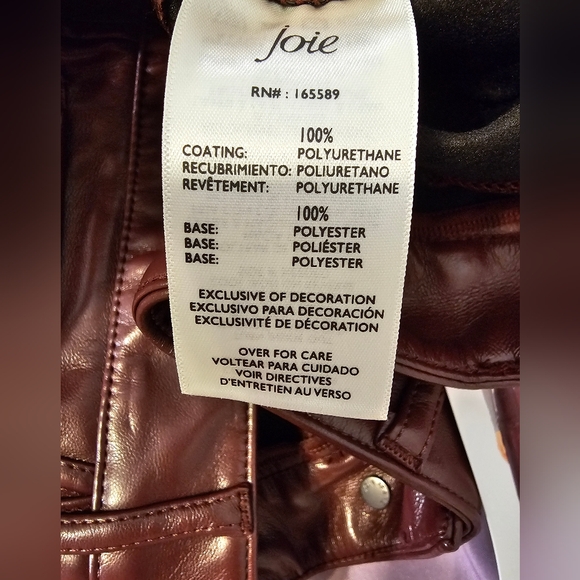 JOIE Faux Leather Pants Black Ankle Length Straight Leg Limited Edition NWT 10 - Picture 6 of 7